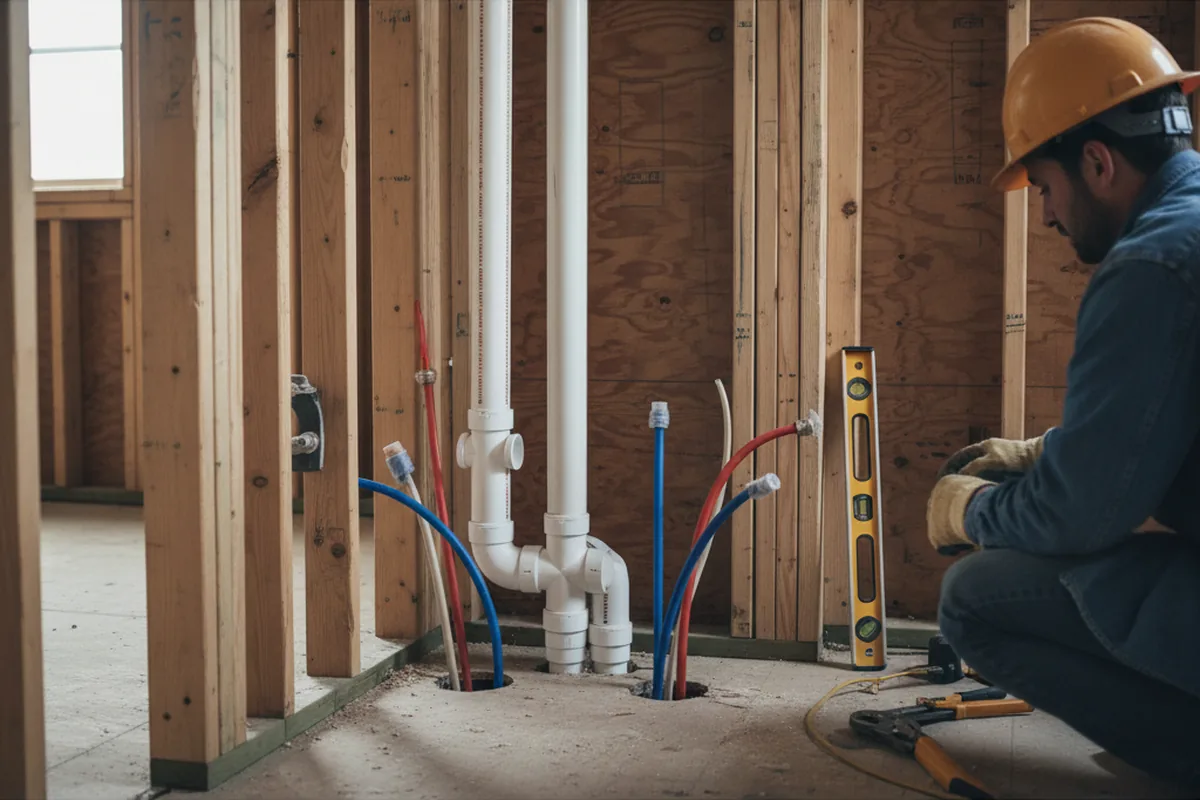 Drain and supply rough-in during Toilet Repair and Installation in West Farmington