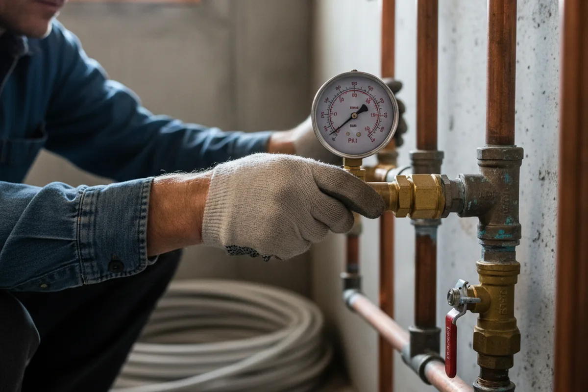 Pressure testing a repaired line during Water Line Repair in West Farmington